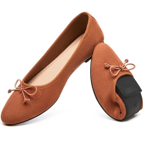 HEAWISH Womens Ballet Flats Shoes Black Poinet Toe Women's Flats Comfortable Suede Dressy Casual Shoes