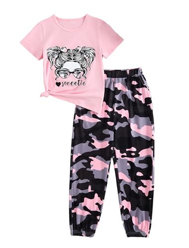 Image of Girl Clothes Cute Cool Girl Tops Splicing Pants 2 Piece Girls Summer Outfits 6-14 Years