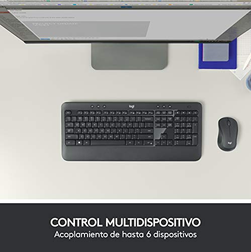 Logitech MK540 Combo Clavier et Souris Sans Fil, Clavier QWERTY Espagnol - Noir