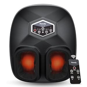 Howdy Foot Massager Shiatsu with Heat and Remote, Electric Foot Massager Machine Gift for Mom/Dad Relax, 3 Level Kneading/Vibration/Air Compression, Women Men Size up to 12