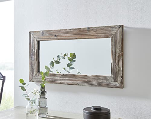 Dekoleidenschaft Wandspiegel Rustikal 66x36 cm zum Aufhängen mit Holzrahmen Natur, Dekospiegel zum hängen, Flurspiegel hängend, Barspiegel horinzontal, Spiegel, Garderobenspiegel quer Dekoleidenschaft Wandspiegel Rustikal 66x36 cm zum Aufhängen mit Holzrahmen Natur, Dekospiegel zum hängen, Flurspiegel hängend, Barspiegel horinzontal, Spiegel, Garderobenspiegel quer