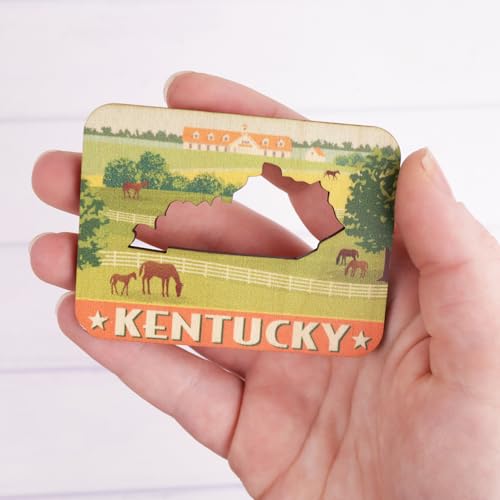 Imán de madera Kentucky Horse Farm 3 x 2.25 pulgadas miniatura 4