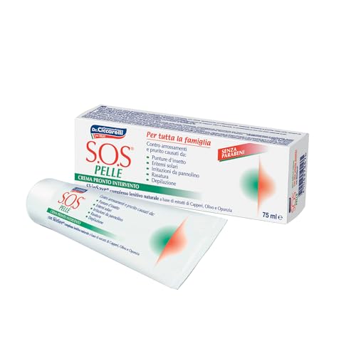 S.O.S Dr Ciccarelli, Crema de Acción Rápida, Reduce de Manera Efectiva y Rápida el Enrojecimiento, Ardor y Picazón de la Piel, 100% Made in Italy, Dermatológicamente Probado, Tubo de 75 ml