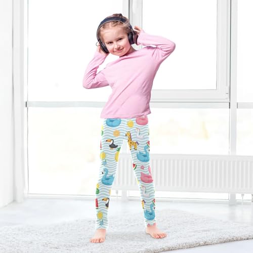 J JOYSAY Summer Flamingo Fruit Girls Leggings Soft Comfortable Stretchy Kids Girls Pants Size 4-10T4