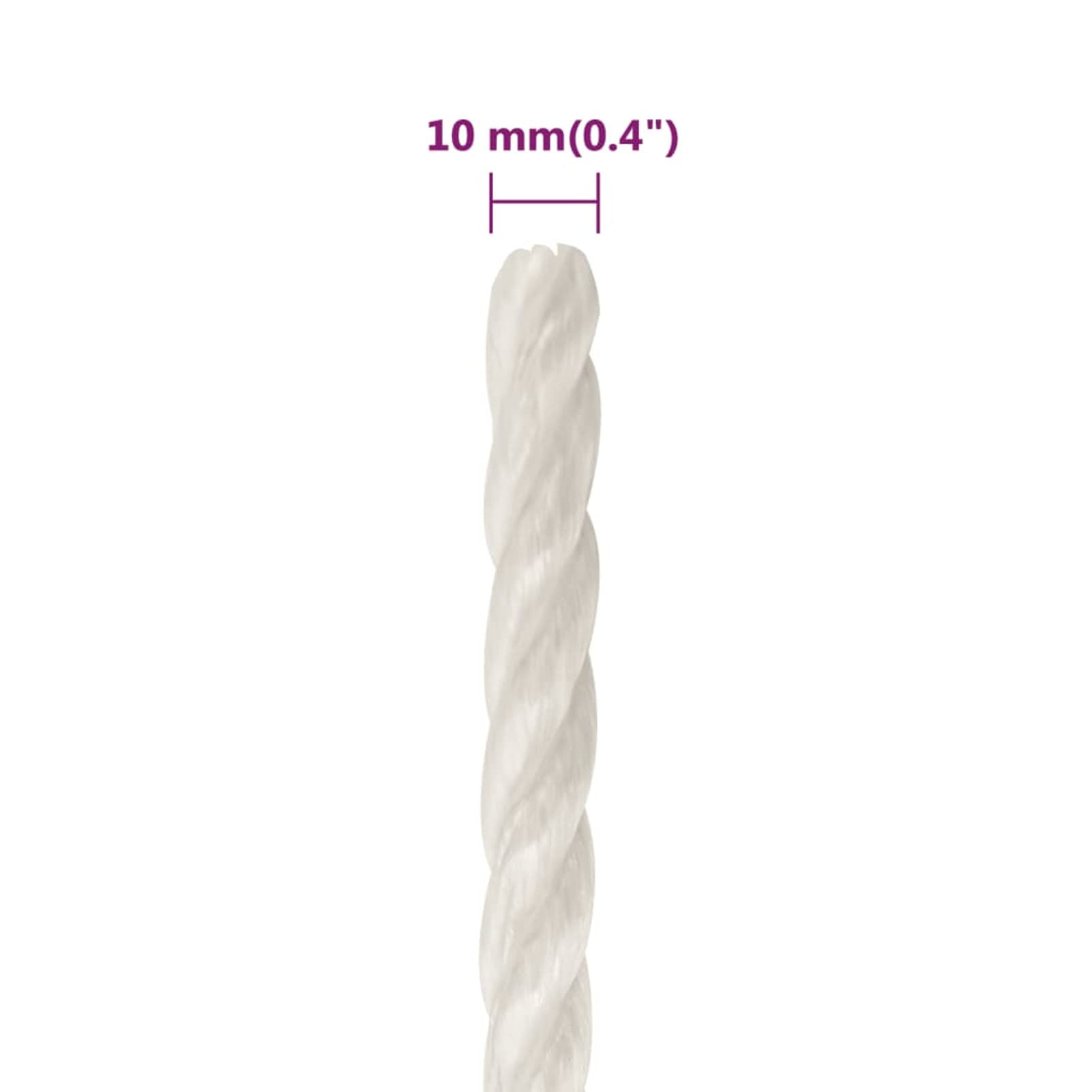 Gecheer Arbeitsseil Bodenarbeitsseil Arbeitsleine Mehrzweckleine Seil Bootsleine Allzweckseil Schnur Tau Leine Gedreht Weiß 10mm 500m Polypropylen