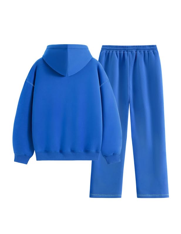 Aelfric Eden Tuta da jogging da donna, per il tempo libero, unisex, oversize, tuta sportiva in pile, con cappuccio, con gamba larga, abbigliamento sportivo