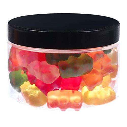 DECCARO Envase PET transparente de 150 ml, con tapa de plástico, negro, 10 piezas