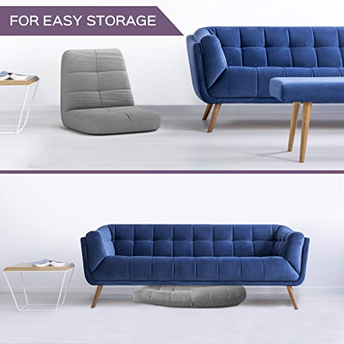 bonVIVO Easy Lounge Floor Chair – Adjustable Folding Chair with Back Support, Padded Floor Sofa for Meditation, Reading, Gaming – Comfortable Floor Seat for Adults – Gifts for Men & Women – Grey