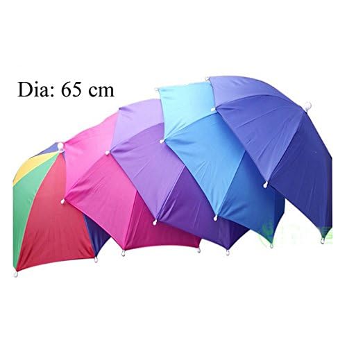 Image of UH26 Umbrella Hat, Colorful Folding Headwear 26 inch, Elastic Headband Sun Rain Umbrella Hat Cap for Party, Fishing and Gardening, Prefect for Kids