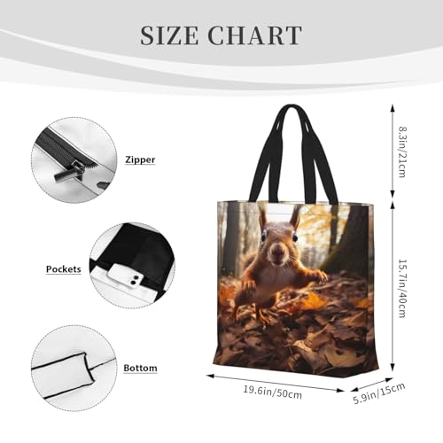 Squirrel Print Tote Bag,Multi-functional Reusable,Lightweight Crossbody,Work,Travel,Everyday Use3