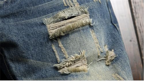 Men Spring and Summer Straight Loose Fit Hollow Out Street Wear Hip Hop Pants Distressed Biker Jeans3