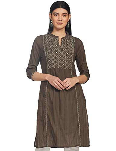 Image of Max Women Embroidered Straight Rayon Women Embroidered Straight A-Line Kurta
