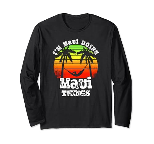 Vintage Retro Sunset Vibes Caratterizzato da nomi asiatici e una splendida scena di tramonto di ispirazione vintage, completo di palme ondeggianti e un uomo legato all'amaca, questo emana un senso di nostalgia e relax. Design unico per il Maui in te.