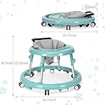 Baby Walker Foldable with 9 Adjustable Heights, Baby Walkers and Activity Center for Boys Girls Babies 7-18 Months, Baby Walker and Bouncer Combo with Wheels Portable Anti-Rollover(Green) - Image 4