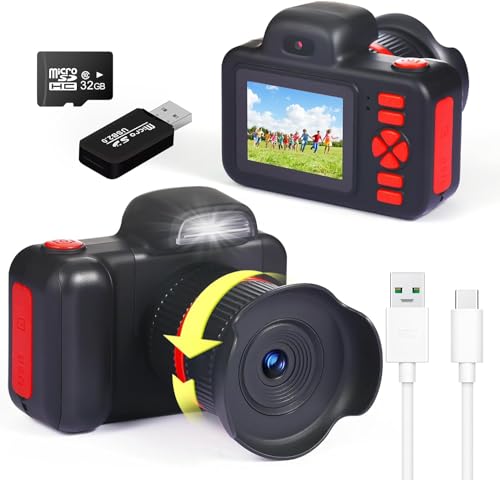 JyDKIDS Appareil Photo Enfants 1080P HD Avec 32Go - Caméra Selfie Vidéo Jouet 3 à 9 Ans