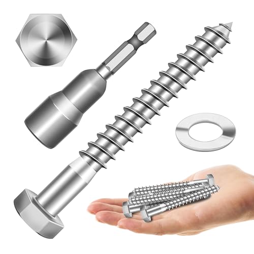 Mywish 304-MZWLJMY-SILVER-3/8*3-10SET 10Sets) 3/8 Inch X 3 Inch Hex Head Lag Bolts, Heavy Duty Lag Screws cover