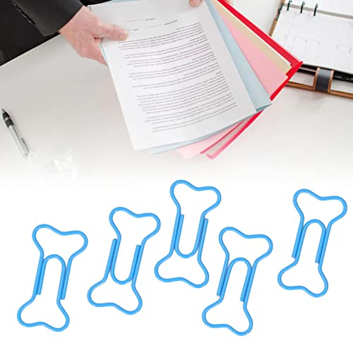Fyearfly Büroklammern, 50 Stück Farbe Tragbare Knochen Rutschfestigkeit Büro Büroklammern für Aktenklassifizierung, DIY Erstellung, Schul und Bürobedarf für Schreibwaren (Blaue)