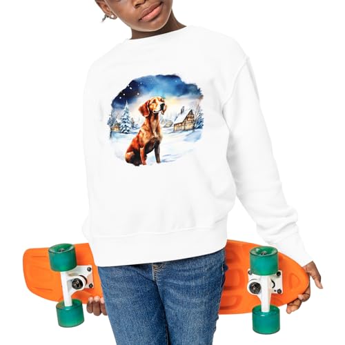 Hello Winter Dog Welcome Snowy Night Watercolor Vintage Adult Youth T-Shirt Hoodie Sweatshirt4