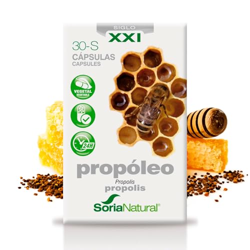 Soria Natural Propóleo Puro 100% Natural - Complemento Alimenticio con Propolis - Aumenta las Defensas y Regula Sistema Inmunológico, Antiséptico y Antiinflamatorio - 30 cápsulas