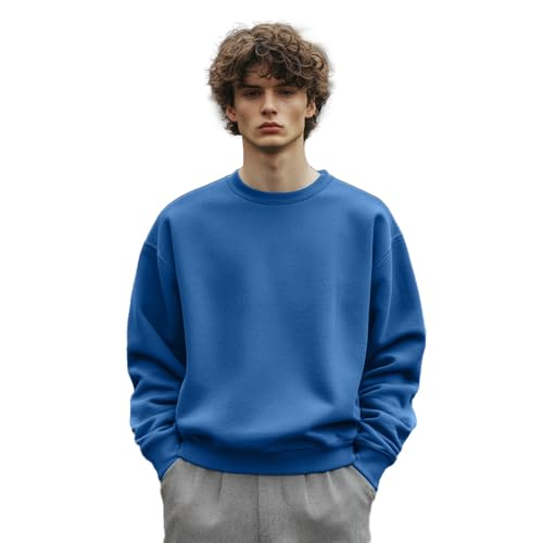 Image of Nobero Oversized Sweatshirts for Man Stylish Crew Neck | 280 GSM Rich Cotton Fleece Solid Oversized Fit Full Sleeve Sweatshirt for Men | Stylish Casual Wear Winter Sweatshirt for Men