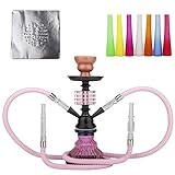 Hookah Set with Everything 2 Hose 11.5'' Portable Mini Hookah Shisha Modern Glass Hookah Vase (Hot...