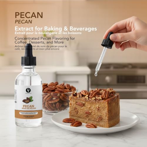 Image of Dolce Flav Natural Pecan Extract - Concentrated Flavoring for Baking, Candy Making & Beverages - Water Soluble Liquid Flavor Drops - Professional Strength Food Grade Flavoring - 2 Fl Oz