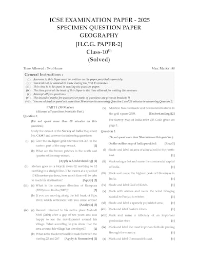 Oswaal Icse Question Bank Solved Papers | Class 10 | Geography