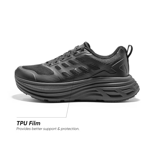 NORTIV 8 Women's Walking Shoes Cushion Running Tennis Shoes ActiveFloat Non-Slip Comfortable Breathable Workout Gym Sports Athletic Fashion Sneakers,Size 9.5,All Black,SNWS245W