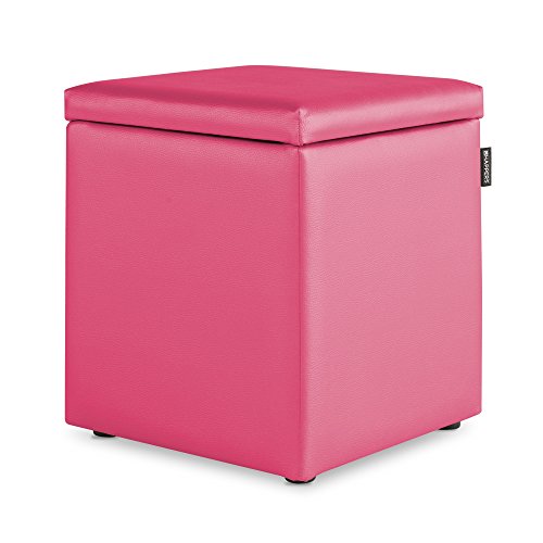HAPPERS Puff Cubo Arcón Polipiel para Salón o Dormitorio Fucsia