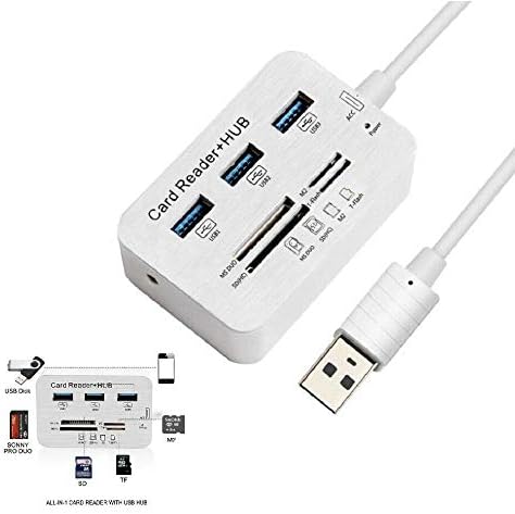 Miniatura 4 de JacobsParts Hub USB 3.0 de 3 puertos con lector de tarjetas MS SD M2 TF Multi-en-1 Adaptador de memoria