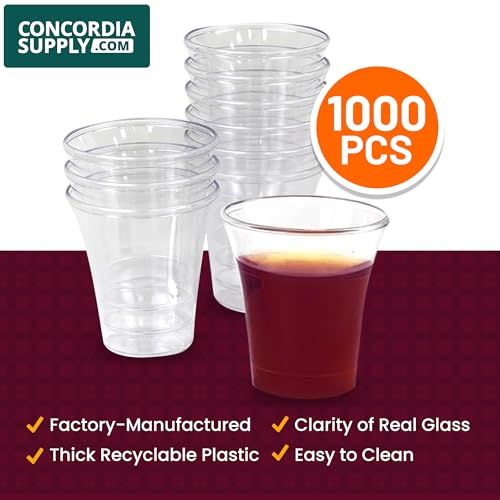 Concordia Supply Communion Cups - 1-3/8" Recyclable Hard Plastic Cups w/Smooth Edges & Fits Standard Holy Communion Trays for Church Services, Fellowship & Santa Cena, (1000 Count)