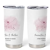 BLESSED ATTIRE CROSS Personalized Pinky Promise Holding Hands Travel Coffee Tumbler 20oz, Valentines Day Gifts For Him, For Her 20oz Multicoloured