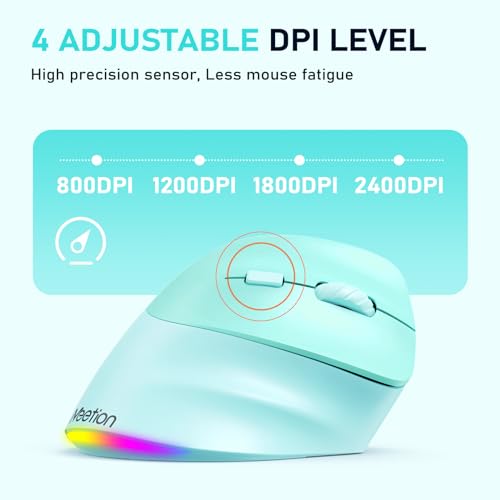 Image of MEETION Ergonomic Wireless Vertical Mouse, Rechargeable, Green