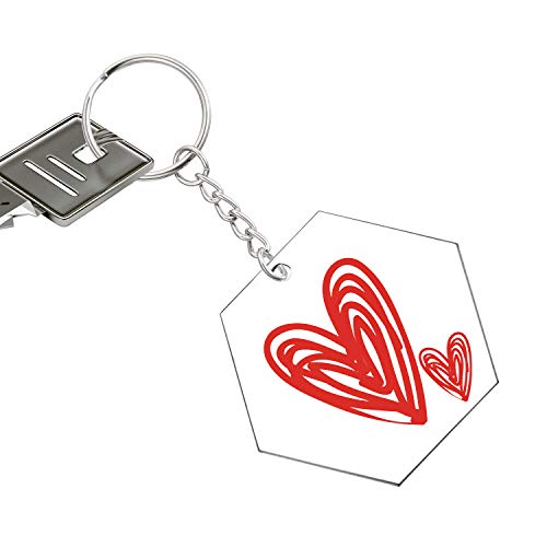 24 Pieces Acrylic Transparent Discs and 24 Pieces Key Chains Clear Acrylic Keychain Blanks for DIY Projects and Crafts, 2 Inch (Hexagon)