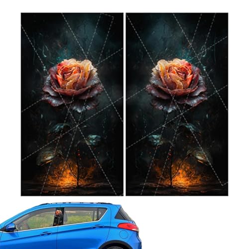 Car Pillar Decals, Waterproof Car Stickers, B-Pillar Roses Sticker, Car Flower Decal, Center Pillar Sticker,Creative Flowers Car B-Pillar Stickers, 2X Self-Adhesive Decal Sticker Suitable For All Cars