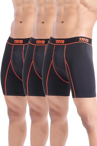 Image of TRYB Sports Underwear for Men | Stretchable Liquid Semi Compression Shorts | Trunks for Running & Gym Workout | Quick Dry, Breathable & Anti Chafing | Sports Innerwear Boxers