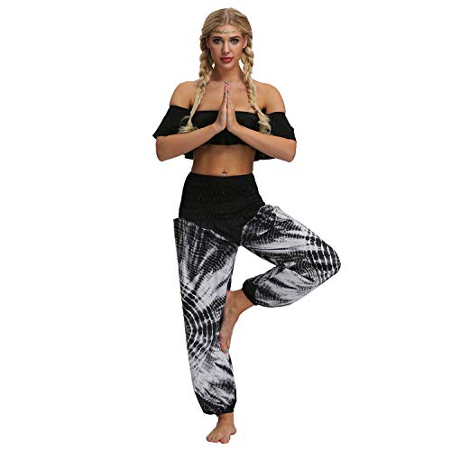 QIAOZHI Women's High Waist Print Elephant Harem Hippie Bohemian Yoga Casual Pants (YCI-080, One Size)