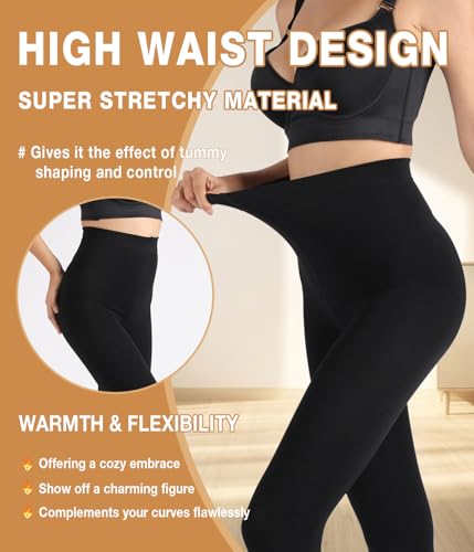 MERYLURE Winter Warm Fleece Lined Tights for Women, Opaque Thermal Pantyhose, High Waisted Control Top Leggings4
