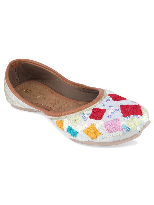 desi colour Women Ethnic Footwear Mojari/Punjabi Jutti- Heavy Handwork 3-picture-40