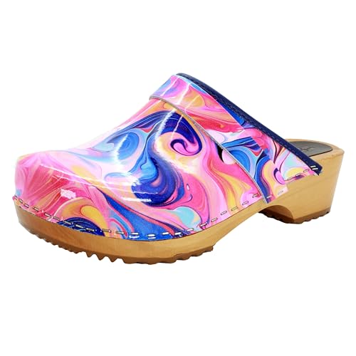 Image of Bjork Maja Wood Open Back Leather Clogs