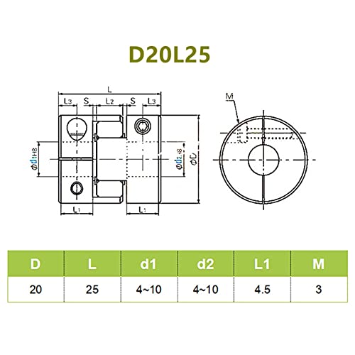 D20L25 Jaw Coupler 3mm 4mm 5mm 6mm 8mm 10mm Aluminum Plum Flexible Shaft Coupling 3D Printer Motor Connector 1Pcs (Size : 5X6mm)