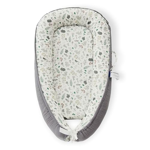 Premium Muslin Baby Lounger - Foldable, Adjustable & Breathable Infant Seat for 0-24 Months, Portable Travel Design with Mesh Liner, Soft & Cozy for...