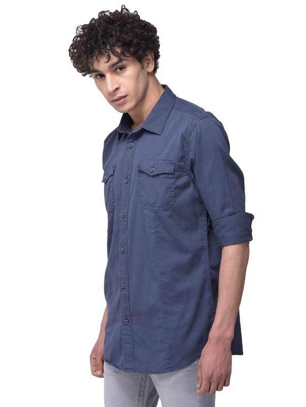 Image of Woodland Mens Cotton Printed Casual Regular Fit Full Sleeves Shirt
