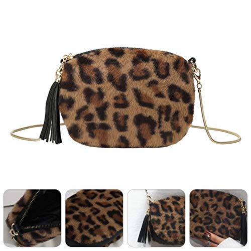 KESYOO Bolsa de Ombro de Pelúcia Feminina Bolsa Embreagem Alça de Corrente de Metal Bolsa de Padrão