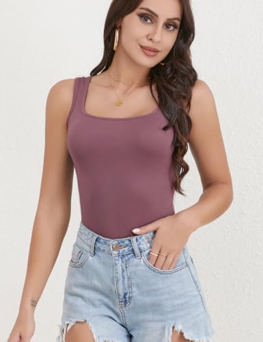 Image of BQTQ 5 Pcs Women's Square Neck Tank Tops Sleeveless Undershirt Basic Tanks
