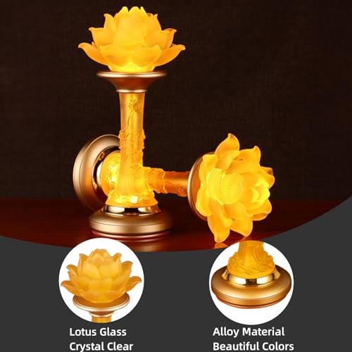 Image of Lotus Lamp 7 Color LED Petal Buddhist Buddha Lamp Light (10in) | Colorful Styling;Alloy Glass;Multi-scene Gift;Fine Craft
