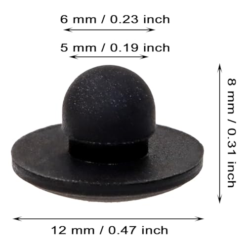 Image of ONLYKXY 10 Pcs Silicone Round Snap in Type Locking Furniture Hole Plugs Button Protective Cover Cap Head (5mm /0.19inch, Black)