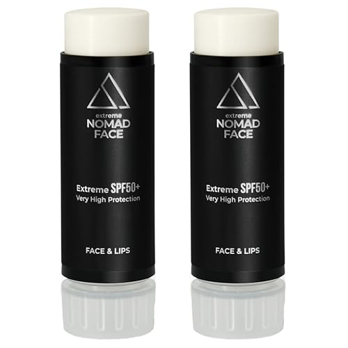 NOMAD FACE Protector Solar Facial 50+ en Barra - Stick Solar para Deporte Extremo SPF50+ Fórmula sin Agua [Pack x2 Capsule Refill]