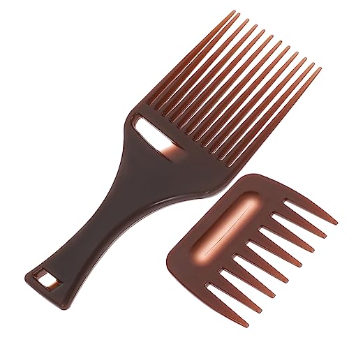 PATKAW Juego De 2 Piezas Peine Para Peinar El Cabello Doble Anillo Más Plancha De Pelo Desteñir Peine De Anchos Para Cabello Ondulado Peines Anchos Parte Chinos El Plastico Coffee