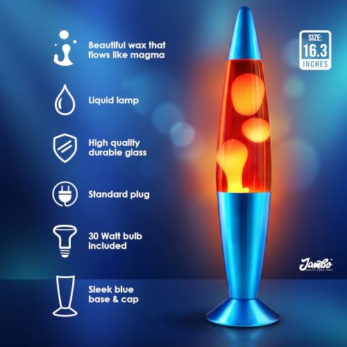 Image of JAMBO 16 inch Beautiful Lamp- Red with Yellow /Orange Wax, Relaxing Liquid Light, Night Light Nightlight, Home Decor Living Room Office Bedroom Lamp for Adults Teens Kids, Magma Motion